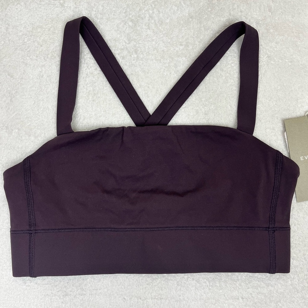 NWT Everlane The Perform Crossed Back Strap Cropped Top Eggplant Size XS